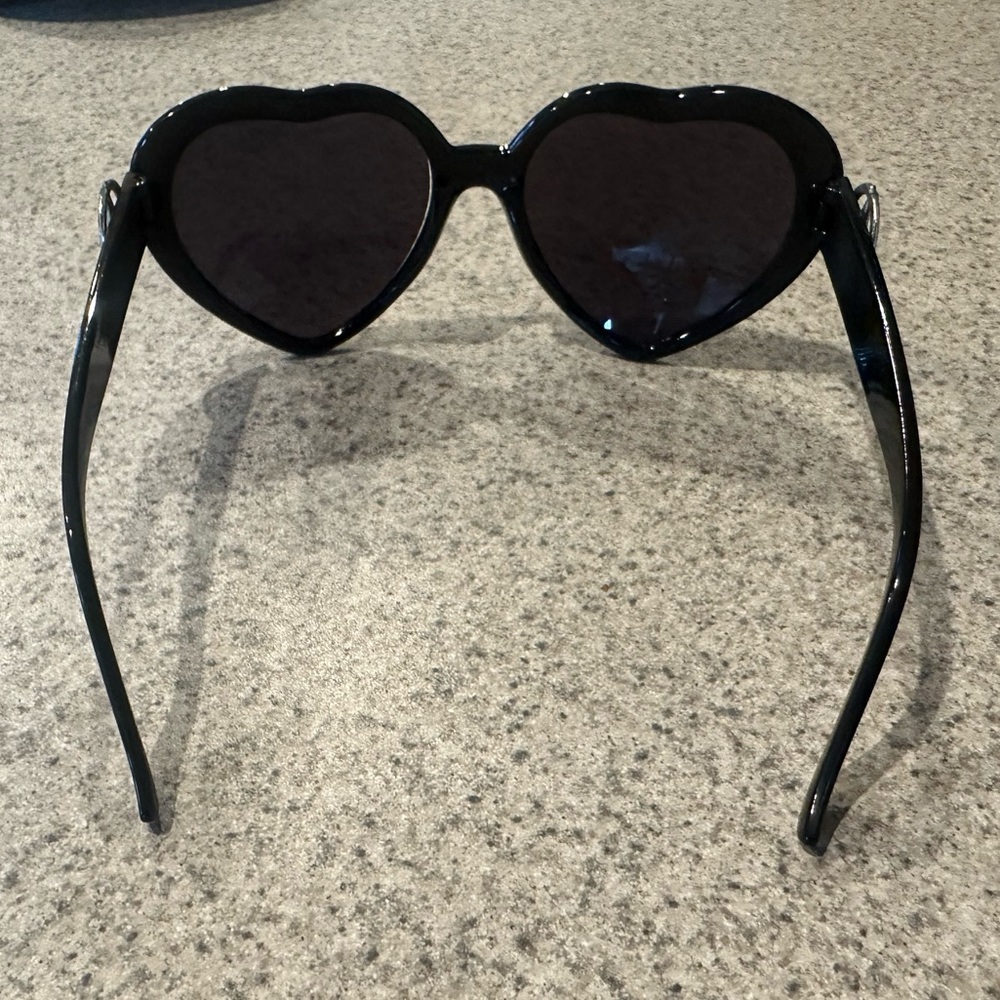 Grit N Glory Black Heart Shaped Sunglasses with Silver Pentagrams on Sides